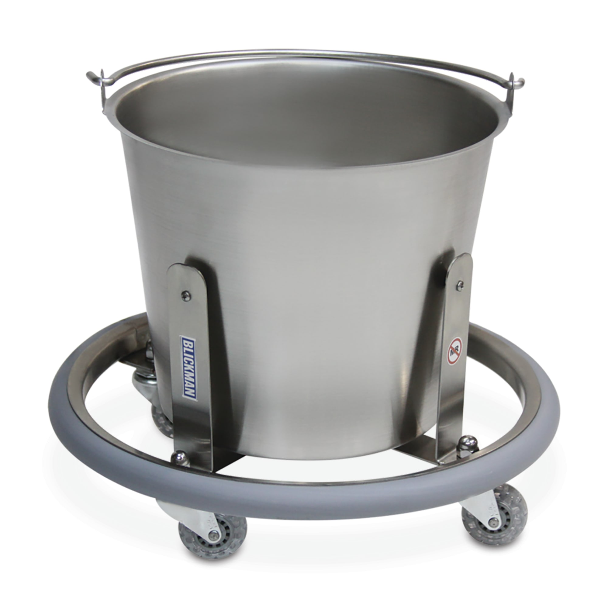 Kickbucket with Wheeled Frame, Stainless Steel | Marketlab