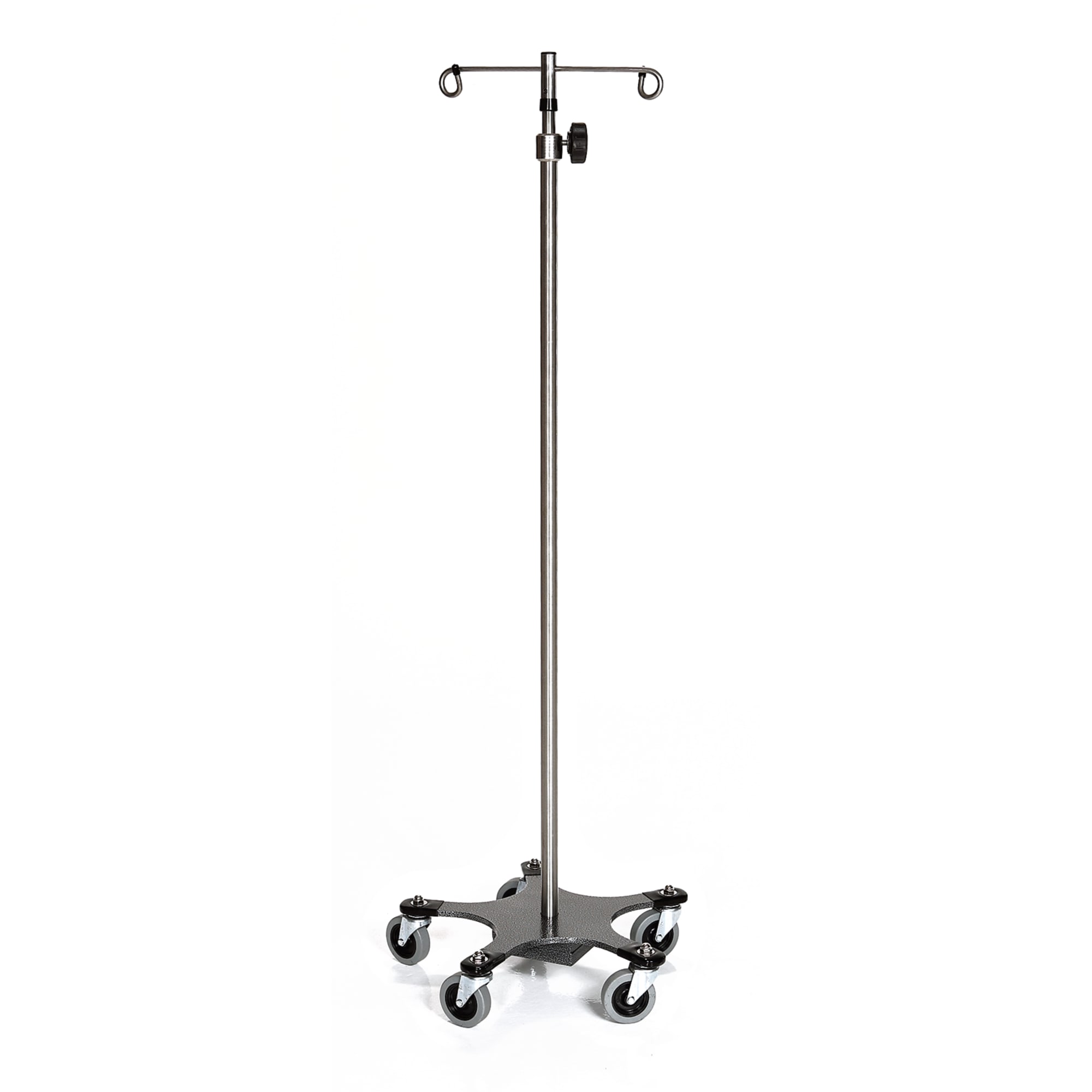 Heavy Base Stainless Steel IV Pole with 2-Hook Top - Marketlab