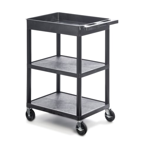 Luxor Plastic Utility Cart with One Tub & Two Shelves - Marketlab