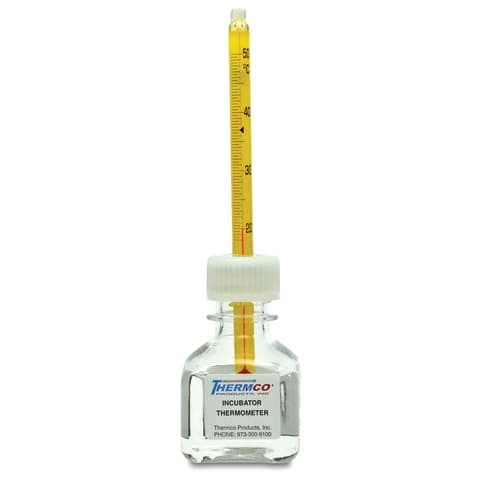 Bottle Thermometer Bio-Safe Glycol/Water, Incubator • 30mL • 18°C to 50°C