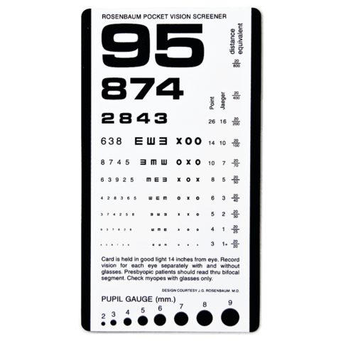 Rosenbaum Pocket Eye Vision Card Hopkins Medical Products