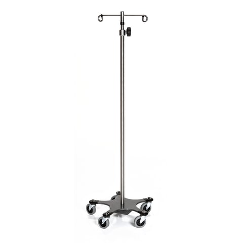 Heavy Base Stainless Steel IV Pole with 2-Hook Top - Marketlab