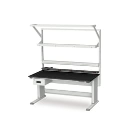CEL Deluxe Lab Table with Phenolic Top, Shelf, Bin Rail, Light and ...