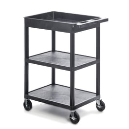 Luxor Plastic Utility Cart with One Tub & Two Shelves - Marketlab