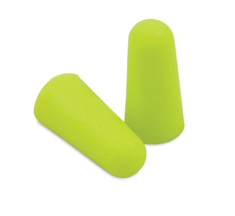 Yellow conical shaped ear plugs